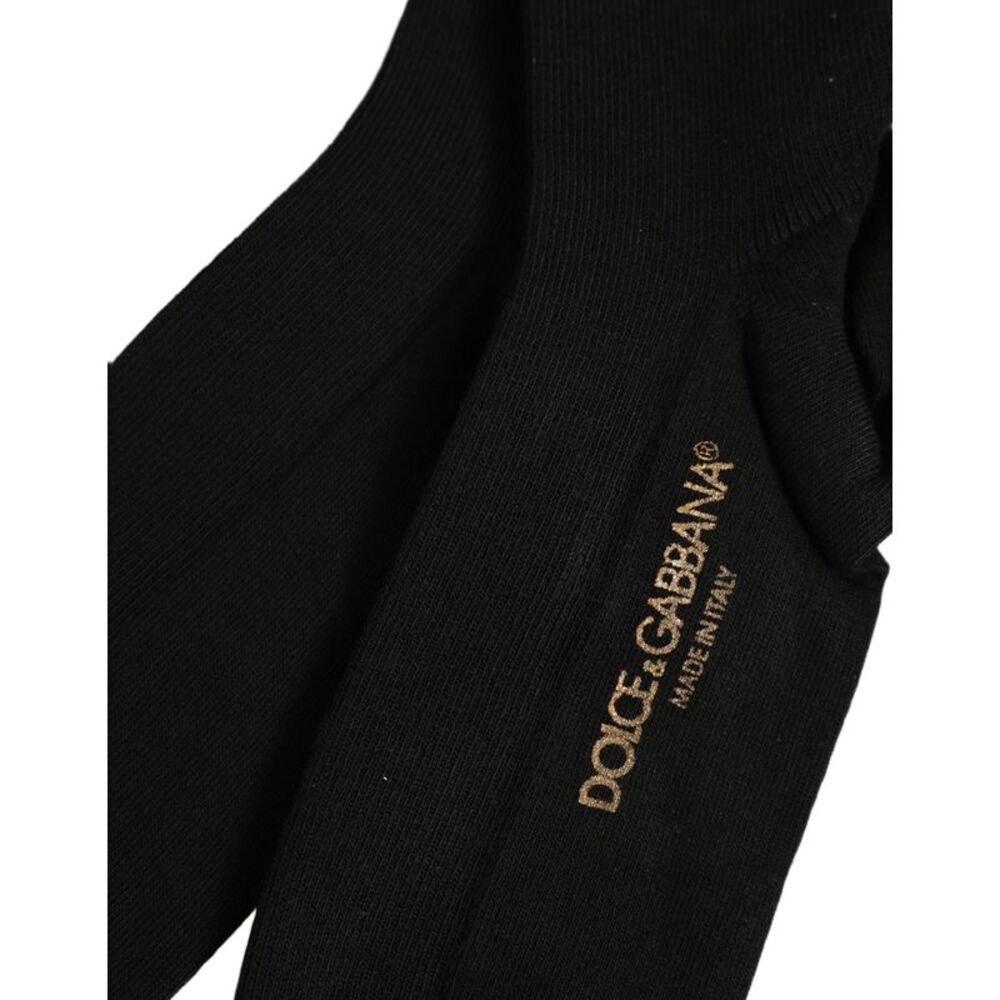 Dolce & Gabbana Black Viscose Logo Over The Calf Accessory Women's Socks